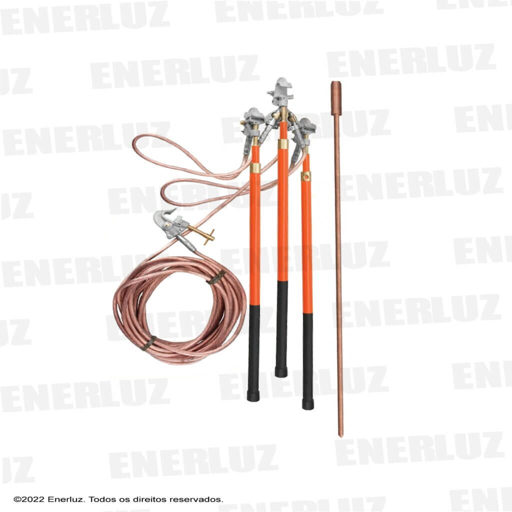 Aterramento Temporário para RD de Distribuição em até 36 kV (Trifásico), com Bastões Inteiriços Ø 25 x 1250mm
